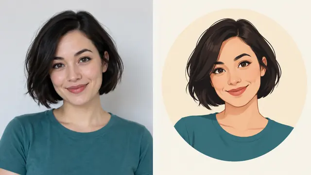 Short-haired portrait and flat avatar comparison